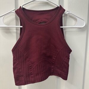 Fabletics Red Ribbed Crop Tank Top